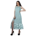 thumbnail image 3 of Moomaya Robe Longue Maxi de Fête pour Femmes en Rayonne Imprimée à Encolure Licou avec Fente avant, 3 of 4