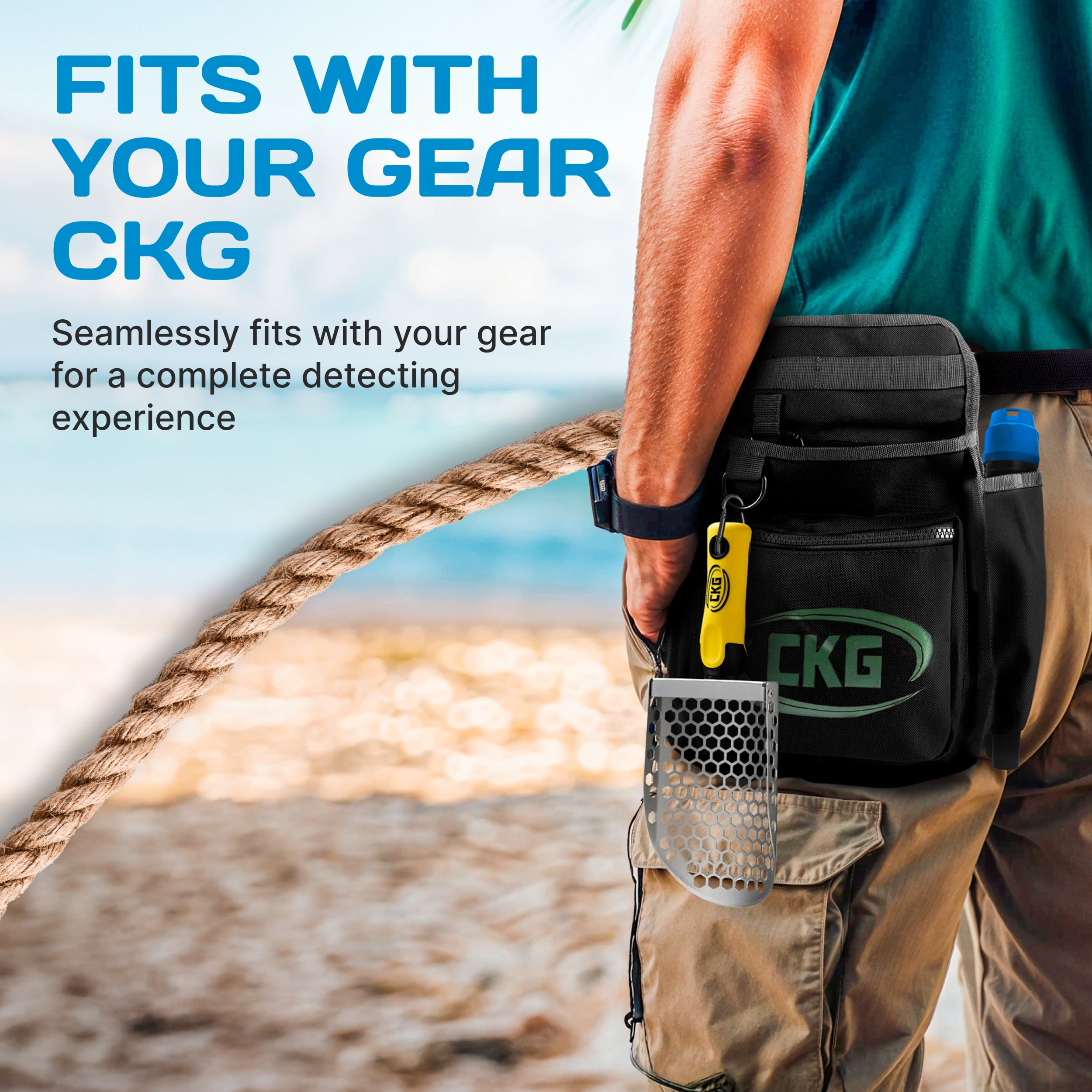 CKG Hand Sand Scoop for Metal Detecting with Ergonomic Yellow Handle, Metal Detecting Shovel for Beach Sand Sifter, Heavy Duty Stainless Steel, Perfect from Metal Detector Accessories