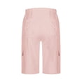 thumbnail image 6 of PWPSG Women's Outdoor Cargo 5 Inch Shorts, Solid Color Elastic Waist with Button Zipper, Multi-Pocket Hiking Camping Casual Work Shorts Pink XL, 6 of 6