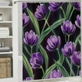 thumbnail image 6 of Autua Purple Green Floral Bathroom Décor Set with Hooks - Stylish Shower Curtain 36"x72, 6 of 7