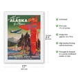thumbnail image 2 of Fly to Alaska - by Clipper - Pan American World Airways - Native Totem Pole - Vintage Airline Travel Poster by Mark Von Arenburg c.1947 - Japanese Unryu Rice Paper Art Print (Unframed) 17 x 22 in, 2 of 4