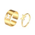 thumbnail image 2 of Naierhg 2Pcs/Set Butterfly Opening Alloy Wide Thin Hollow Couple Rings Finger Rings for Anniversary, 2 of 8