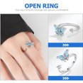 thumbnail image 3 of TABLZONE Multi Color Adjustable Open Ring with Crystal Butterflies Elegant Statement Ring, 3 of 8