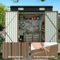 thumbnail image 3 of Aoxun 6.1x4.2x6 ft Outdoor Metal Storage Shed with Sloping Roof, Lockable, Galvanized Steel, Brown, 3 of 8