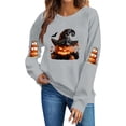 thumbnail image 3 of VKOYWKM Women's Halloween Print Crew Neck Sweatshirt Cute Spooky Graphic Sweatshirts Oversized Long Sleeve Sweatshirts Fall Pullover, 3 of 6