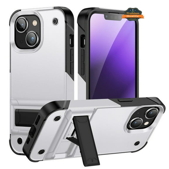 For Apple iPhone 14 Pro Max (6.7") Heavy Duty with Kickstand Hybrid Sturdy Military Armor Durable Shockproof Bumper Phone Case Cover by Xpression - Clear
