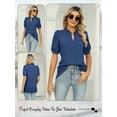 thumbnail image 7 of HUBERY Women Ruffle V Neck Puff Short Sleeve Solid Color Top, 7 of 7