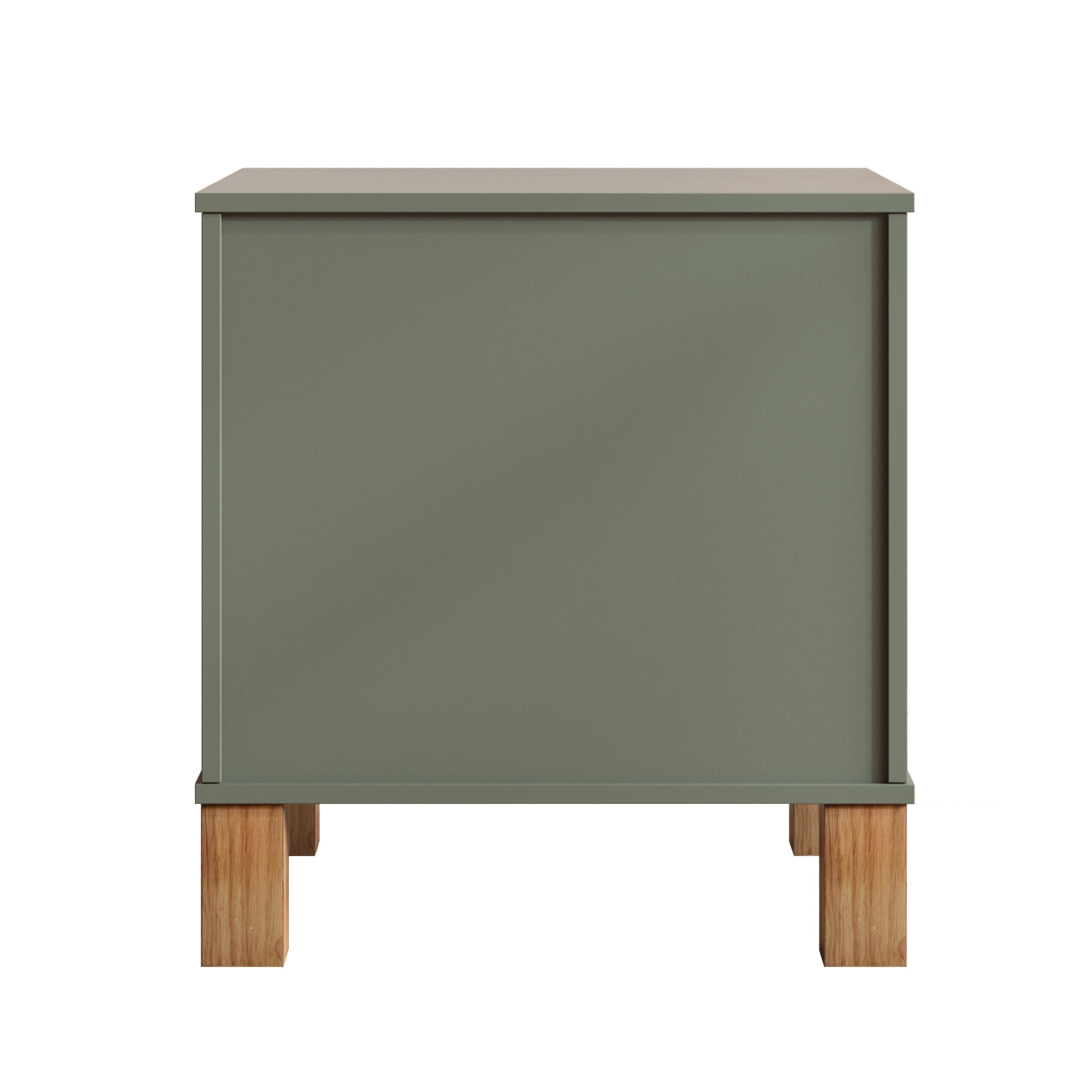 Leumius Nightstand for Bedroom,Wood Bedside Table with 2 Drawer & Solid Wood Legs,Small Storage Cabinet for Living Room,Olive