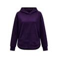 thumbnail image 6 of Inverlee Side Split Curved Hem Pullover Hoodies Solid Drawstring Hood Front Kangaroo Pocket Loose Daily Long Sleeve SweatshirtsPurple(S-XXL), 6 of 6