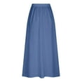 thumbnail image 5 of MIXUE Skirts For Women Summer Solid Color Casual With Pockets Plus Size High Waist Pleated Long A Line Flowy Travel Denim Maxi Skirt Sportwear,Blue,M, 5 of 5