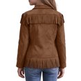 thumbnail image 5 of Kids Girls Toddler Fringe Suede Moto Jacket Long Sleeve Open Front Warm Cozy Windproof Western Utility Outerwear 11-12 Years, 5 of 9