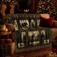 thumbnail image 3 of Rustic Wildlife Patchwork Scene, Calm Cabin Nature Illustration Style for Cabin Lovers, Bear Moose Mountain Theme and Housewarming Gift, Cozy Flannel Blanket for Living Room Cabin, Home Decor, 3 of 9