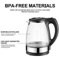 thumbnail image 6 of Portable Electric Glass Kettle 1.7L with Blue LED Light and Stainless Steel Base Hot Water Kettle, BPA Free, Auto Shutoff, Electric Kettle, 6 of 8