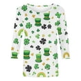 thumbnail image 2 of Craaazy Ladies' Leisure St. Patrick's Day Printed Round Neck 3/4 Sleeve T-shirt Loose Top Gifts, 2 of 5