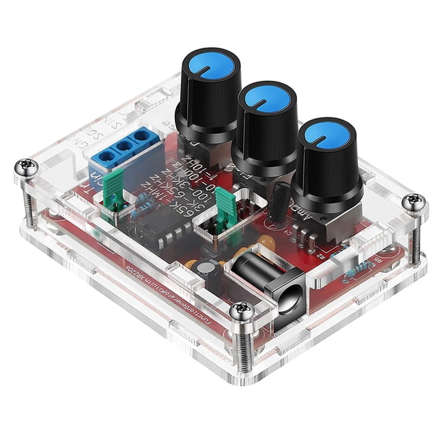 Bearachild Kit de generador de señal DIY con caja transparente 3 potenciómetro 600 Ohm conjunto de salida de onda sinusoidal cuadrada placa de Electrónica miscelánea