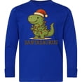 thumbnail image 3 of Inktastic Santasaurus Dinosaur Christmas Lights Long Sleeve Youth T-Shirt, 3 of 5