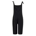 thumbnail image 5 of QATAINLAV Sales Today Cropped Jumpsuits for Women 2025 Summer Casual Vacation Outfits Eyelet Embroidery Adjustable Strap Short Overalls One Piece Capri Pants with Pockets Black XL, 5 of 6