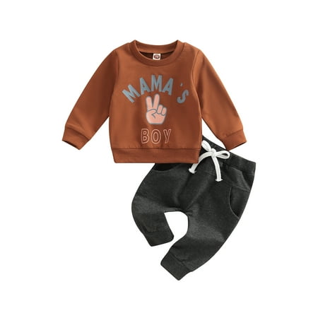 

Bagilaanoe 2Pcs Toddler Baby Boy Long Pants Set Letter Print Long Sleeve Sweatshirt Pullover Tops+ Trousers 6M 12M 18M 24M 3T Fall Casual Sweatsuit