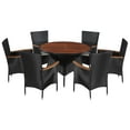 thumbnail image 1 of vidaXL 7 Piece Outdoor Dining Set Poly Rattan and Acacia Wood Black, 1 of 4