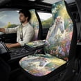 thumbnail image 2 of Xixirimido Automotive Seat Covers for Cars Trucks and SUVs Car Seat Covers for Front Seats with Car Seatbelt Covers & Armrest Box Cover, Set of 5, White Horse Vibrant Floral, 2 of 8