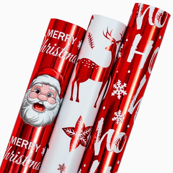 Papel de regalo navideño Retrify, 3 rollos, 43,2 x 304,8 cm