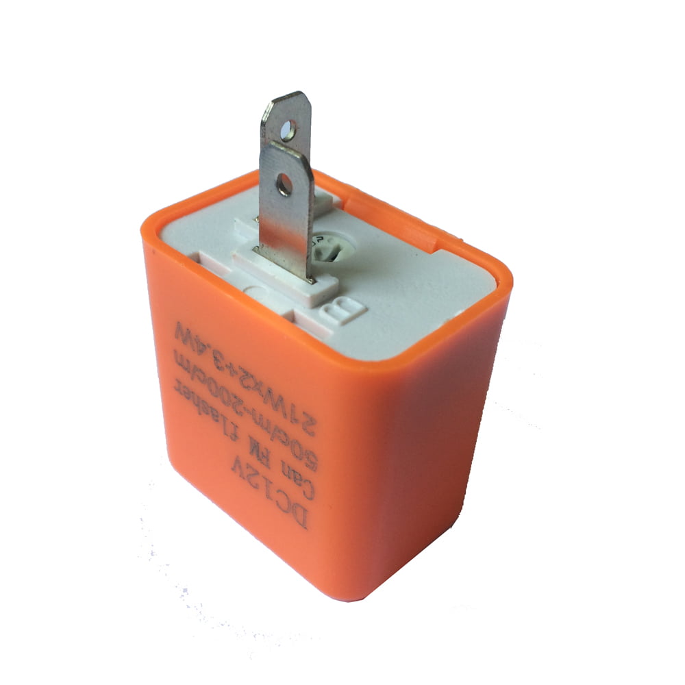 Orange 2 Pins Flasher Relay Fix DC 12V Speed Adjustable Turn Signal Indicator Resistor