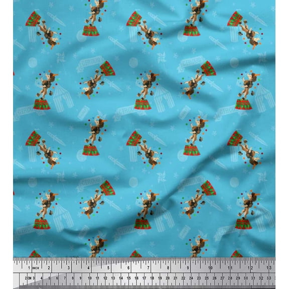 Soimoi Cotton Duck Fabric Star,Knife & Circus Dog Cartoon Printed Craft Fabric by The Yard 42 Inch Wide