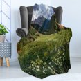thumbnail image 4 of Meadow Soft Flannel Fleece Throw Blanket, Flowers Beneath the Rocky Hills of Colorado Outdoor Scene Landscape, Cozy Plush for Indoor and Outdoor Use, 70" x 90", Multicolor, by Ambesonne, 4 of 5