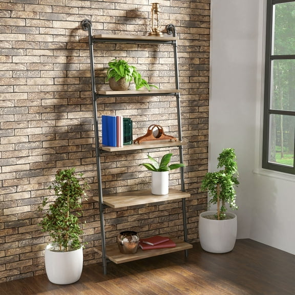Furniture of America Asher 5-Tier Display Shelf, Sand Black