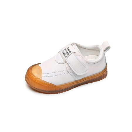 

Lacyhop Kids Party Lightweight Magic Tape Leather Shoe Children Uniform Casual Flat Loafers Nonslip Round Toe Flats