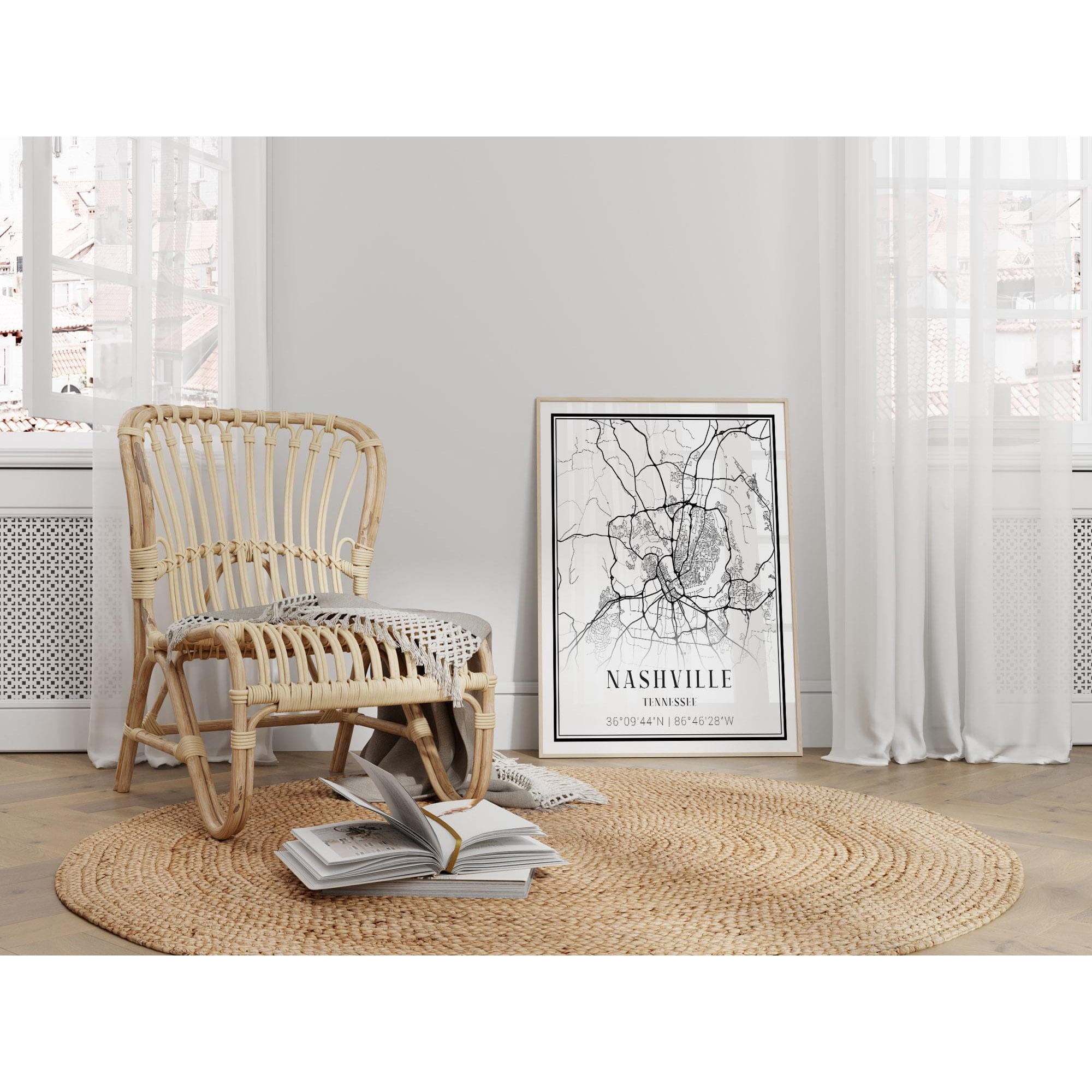 Nashville City Map Print - City Travel Poster Tennessee Wall Art Home Decor Office Wall Art