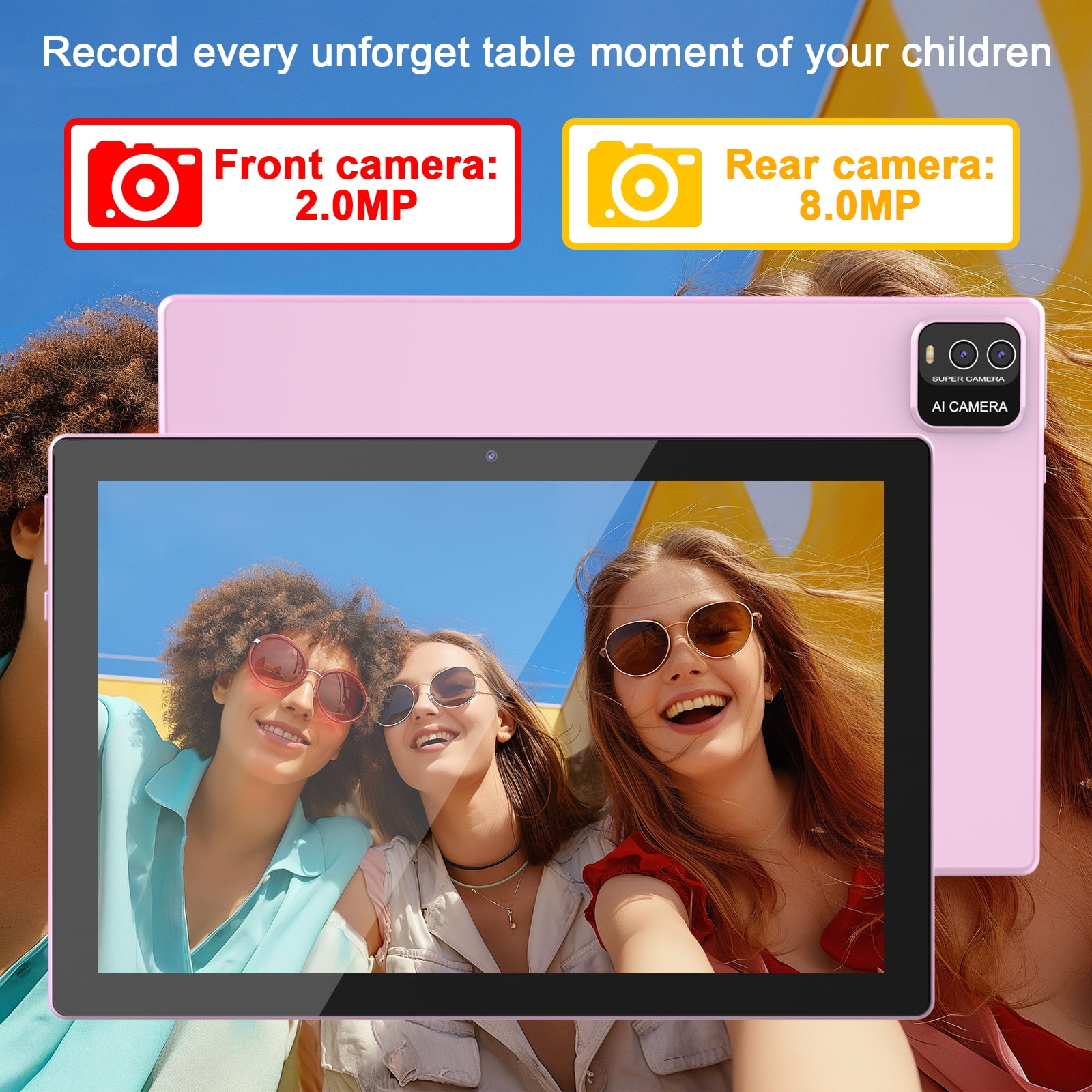 Android 15 Tablet, 10 inch 12GB RAM+64GB ROM Tablet, 2 in 1 Tablets with Keyboard Case Mouse Stylus, 1.8GHz Quad-core Processor, 1280*800 HD Touch Screen, 8MP Camera, 2.4G/5G Wi-Fi6, BT 5.0 Tablet PC