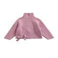 thumbnail image 1 of Toddler Baby Girl Pullover Sweaters Turtleneck Cable Knit Long Sleeve Sweaters with Bow Fall Winter Top, 1 of 6