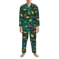 thumbnail image 3 of Susaid Colorful Dinosaurs Print Men's Long Sleeve Pajama Set, Two-Piece Button-Down Loungewear PJs Set, Comfortable Sleepwear for Relaxation-Medium, 3 of 7