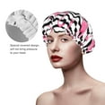 thumbnail image 4 of Balery Flamingos Shower Caps, Double Layer Waterproof Shower Cap, Double Layers Reusable Shower Cap With Soft Comfortable For Long Thick Hair Soft Bath Shower Hair Caps, 4 of 9