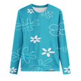thumbnail image 4 of Darzheoy Womens Tops Trendy Floral Printed Long Sleeve Drop Shoulder Round Neck Sweatshirts Pullover Fall Winter Solid Color Graphic Casual Loose Blouses, 4 of 4