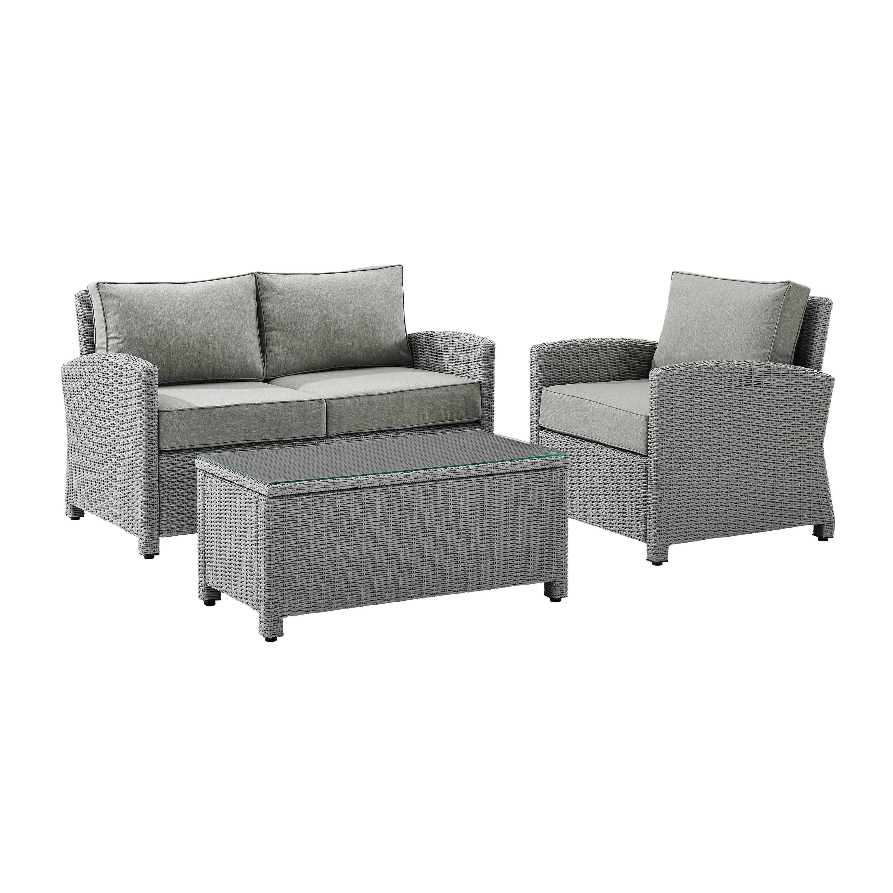Crosley Bradenton 3 Piece Wicker Patio Sofa Set in Gray - image 4 of 7