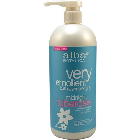 Emollient Shower - Alba Botanica Very Emollient Bath & Shower Gel, Midnight Tuberose, 32 Fl Oz