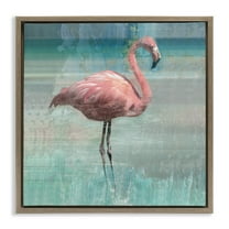 Stupell Industries Layered Flamingo Bird Portrait Animals & Insects Painting Brown Floater Framed Canvas Art Print Wall Art, 18 x 18