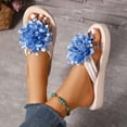 thumbnail image 6 of 2026 Women's 3D Floral Sandals Dressy Flatform Thongs Flip Flops Summer Beach Vacation Fashion Casual Flip Flops Elegant Flower Slippers (Male,Blue3), 6 of 7