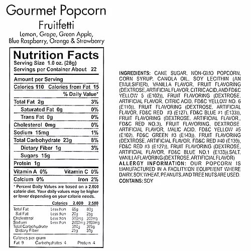 Rainbow Popcorn Bucket with Scoop, 20 Ounce, Fruitfetti Caramel Corn Tub, Fresh Gourmet Popcorn, The Hampton Popcorn & Candy Company