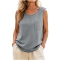 thumbnail image 4 of BUIGTTKLOP Womens Cotton Linen Tank Tops Crewneck Sleeveless Shirts Loose Fitted Casual Summer Beach Top, 4 of 7