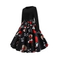 thumbnail image 3 of Vestido de fiesta de Halloween y Navidad para mujer, manga larga, corte A, falda grande, vestido de cóctel, festival, carnaval y vestido con cinturón de lazo, 3 of 5