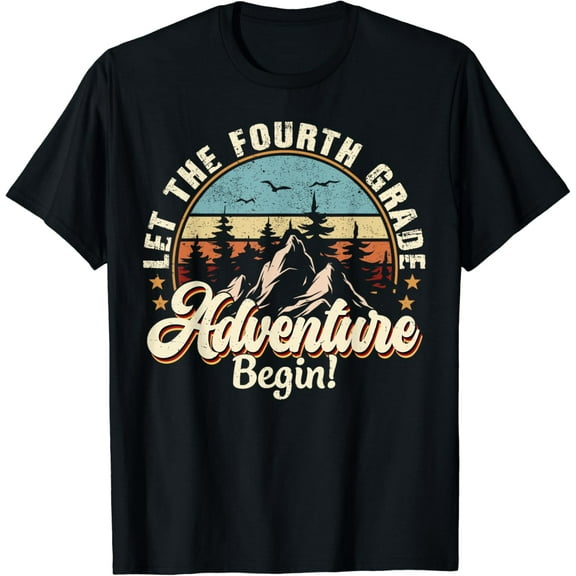 Back To School Let The 4th Grade Adventure Begin Retro Vintage Gifts Birthday Holiday T-shirt