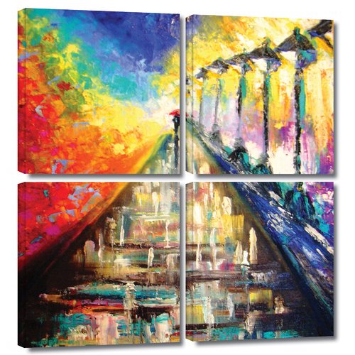 Artwall Rainy Paris Evening By Susi Franco 4 Piece Painting Print On Wrapped Canvas Set Walmart Com Walmart Com