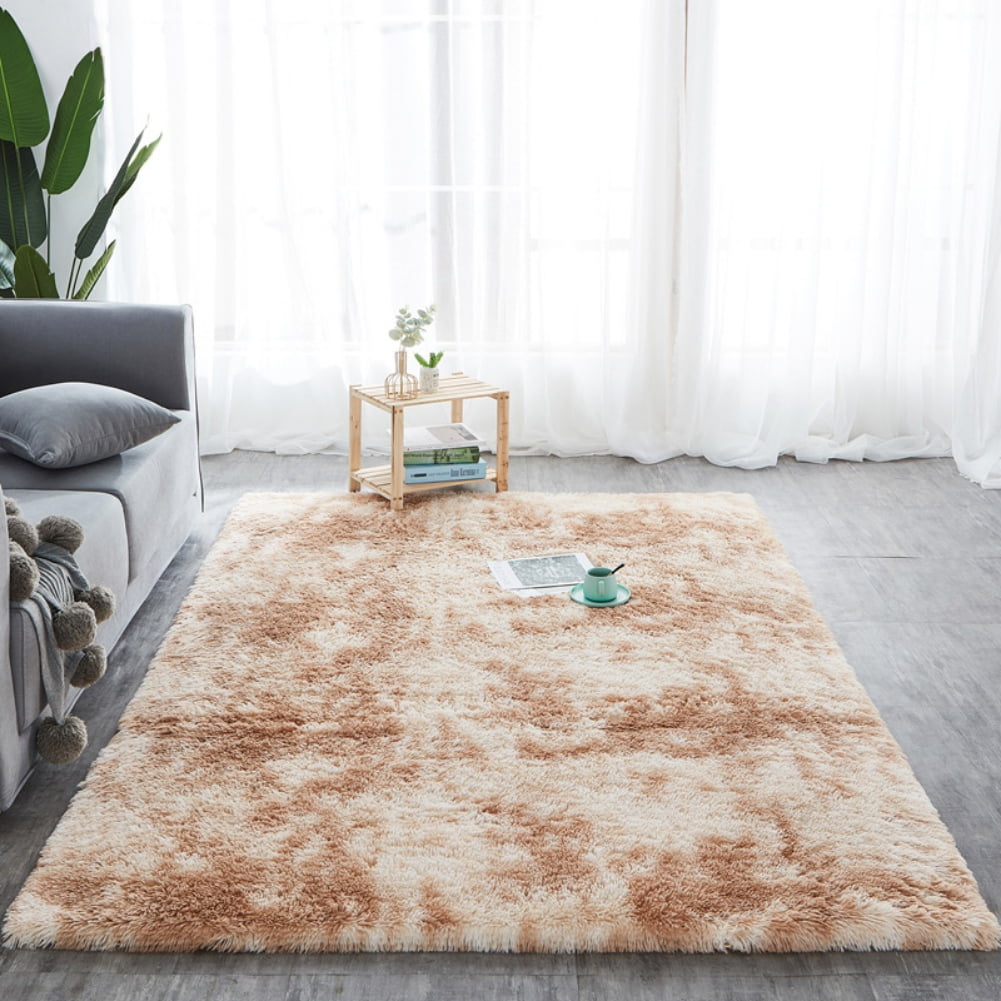 Insun Ultra Soft Indoor Modern Area Rugs Fluffy Living Room Carpets Nursery Floor Mat Home Décor Coffee Gradient 40X60cm 
