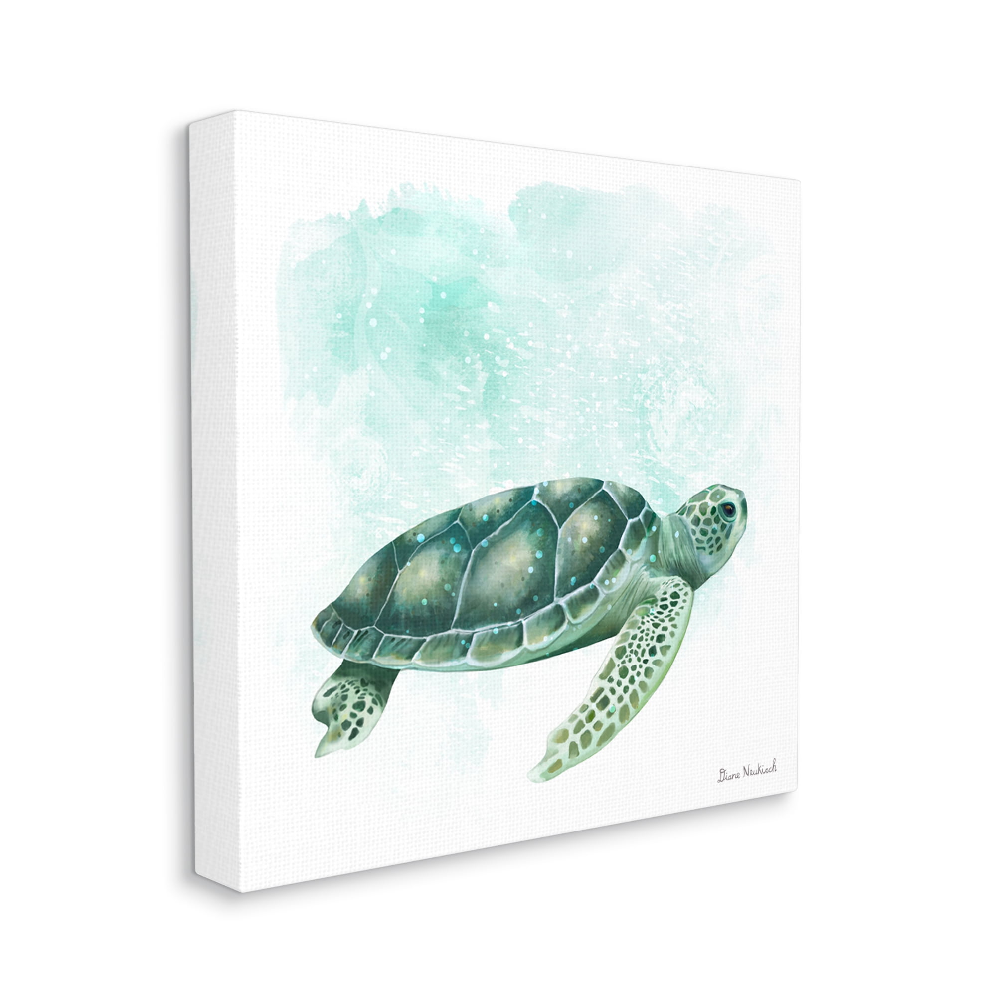 Stupell Industries Speckled Green Sea Turtle Marine Life Painting Graphic Art Gallery Wrapped Canvas Print Wall Art, Design by Diane Neukirch