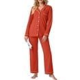 thumbnail image 6 of Cueply Pajamas for Women Set Long Sleeve Knit Button Down Pj Lounge Sets Sleepwear with Drawstring Pockets, 6 of 8