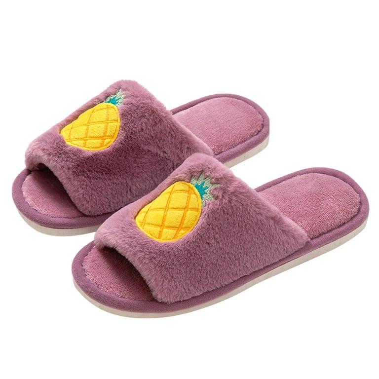 12 Wholesale Womens Sliders Plush House Slippers Flat Sandals Fuzzy Open  Toe Slippers In Pink - at 