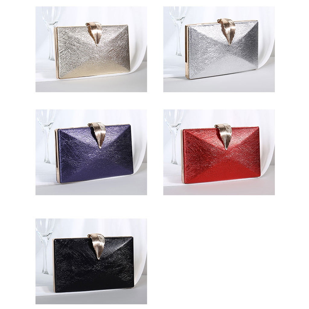 New Metallic Faux Leather Women’s Evening Clutch Bag Handbag 